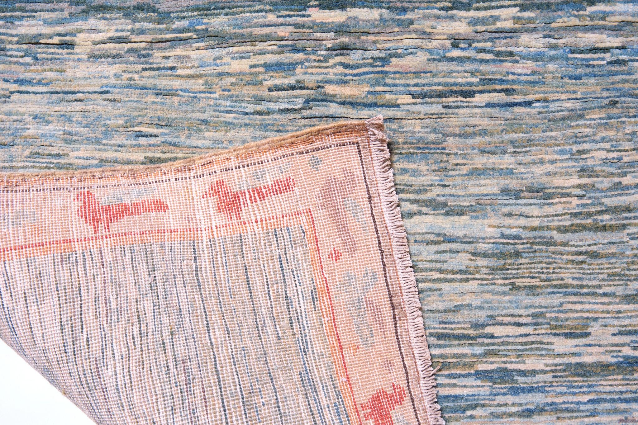 Ararat Rugs la Alfombra Color Verde, Alfombra de Río Impresionista Moderna Teñida al Natural Turco en venta