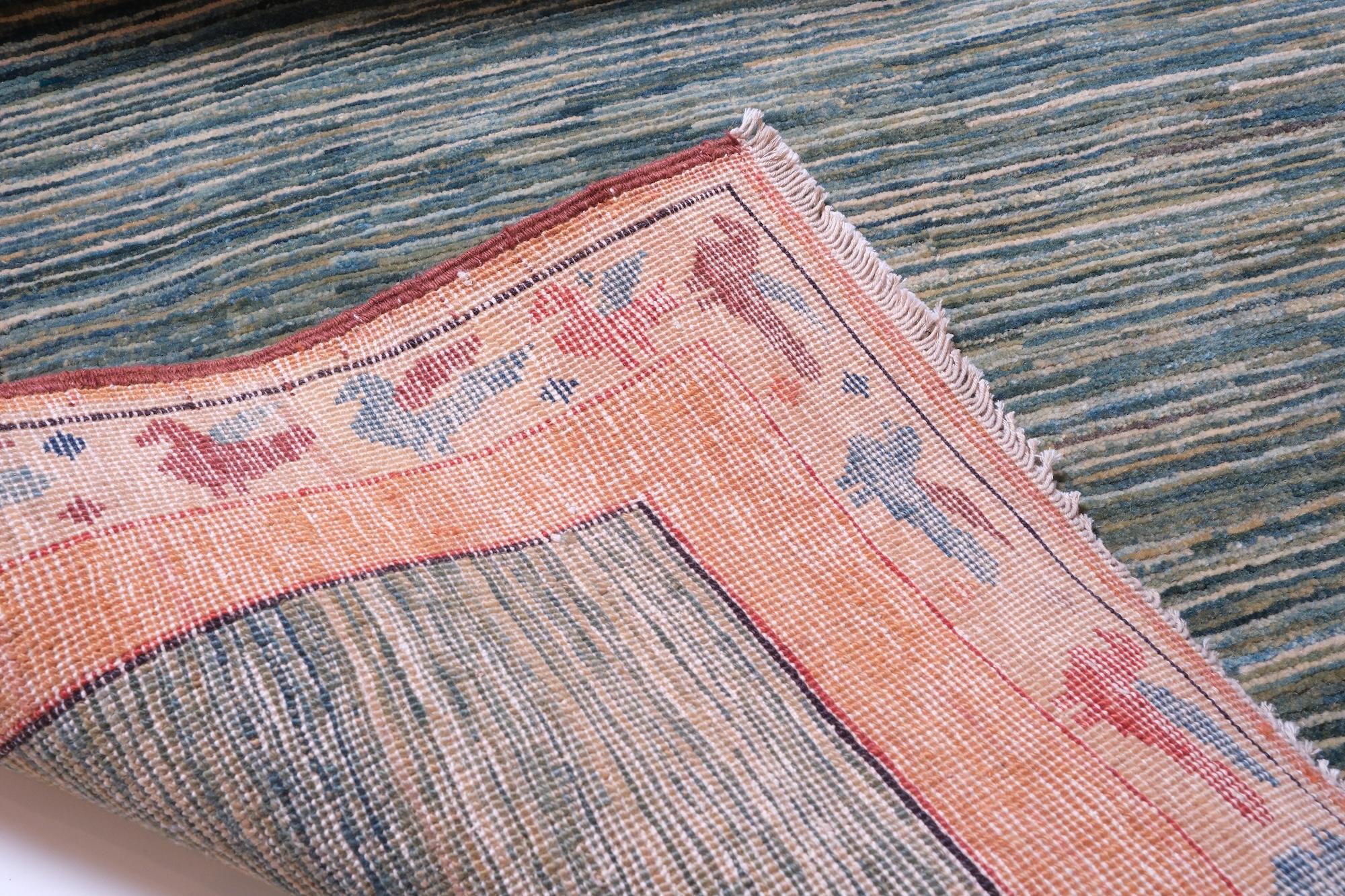 Teinture végétale Ararat Rugs the Green Color Rug, Modern Impressionist River Carpet Natural Dyed en vente