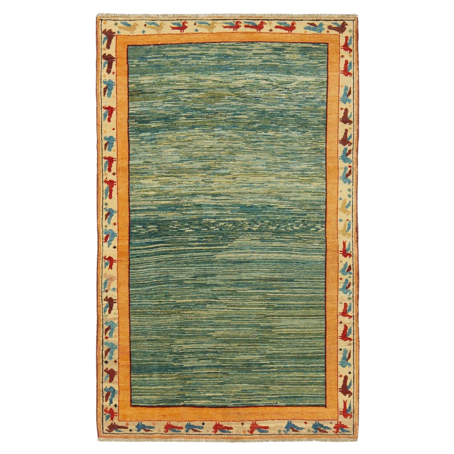 Ararat Rugs the Green Color Rug, Modern Impressionist River Carpet Natural Dyed en vente