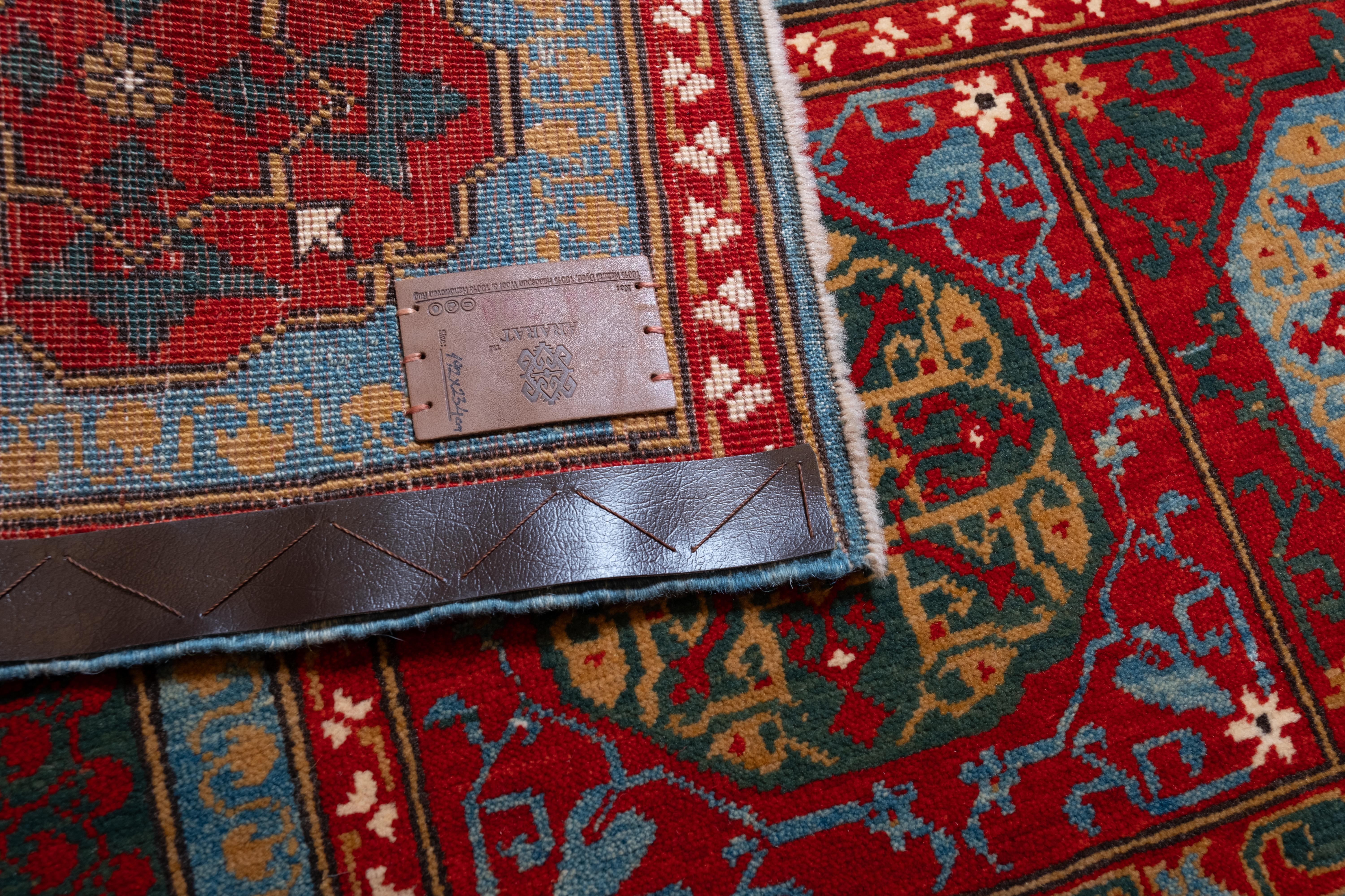 Wool Ararat Rugs The Simonetti Mamluk Carpet 16th C. Revival Rug, Square Natural Dyed For Sale
