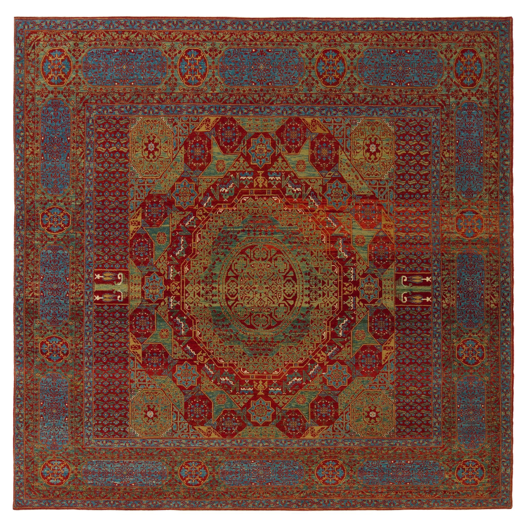 Ararat Rugs The Simonetti Mamluk Carpet 16th C. Revival Rug, Square Natural Dyed