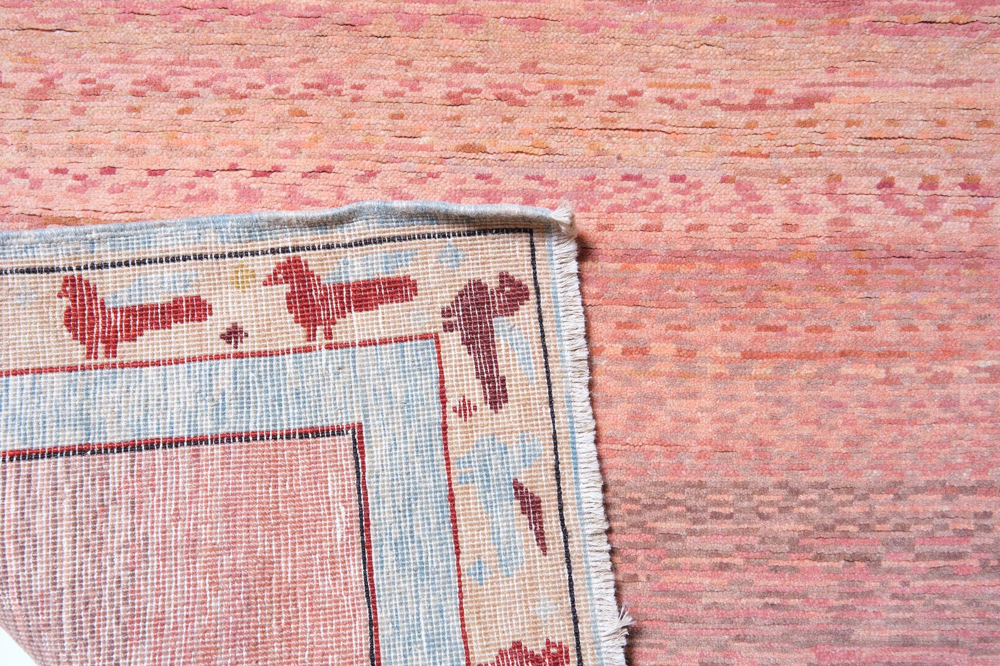 Revival Ararat Rugs the Soft Pink Color Rug, Modern Carpet, Natural Dyed For Sale