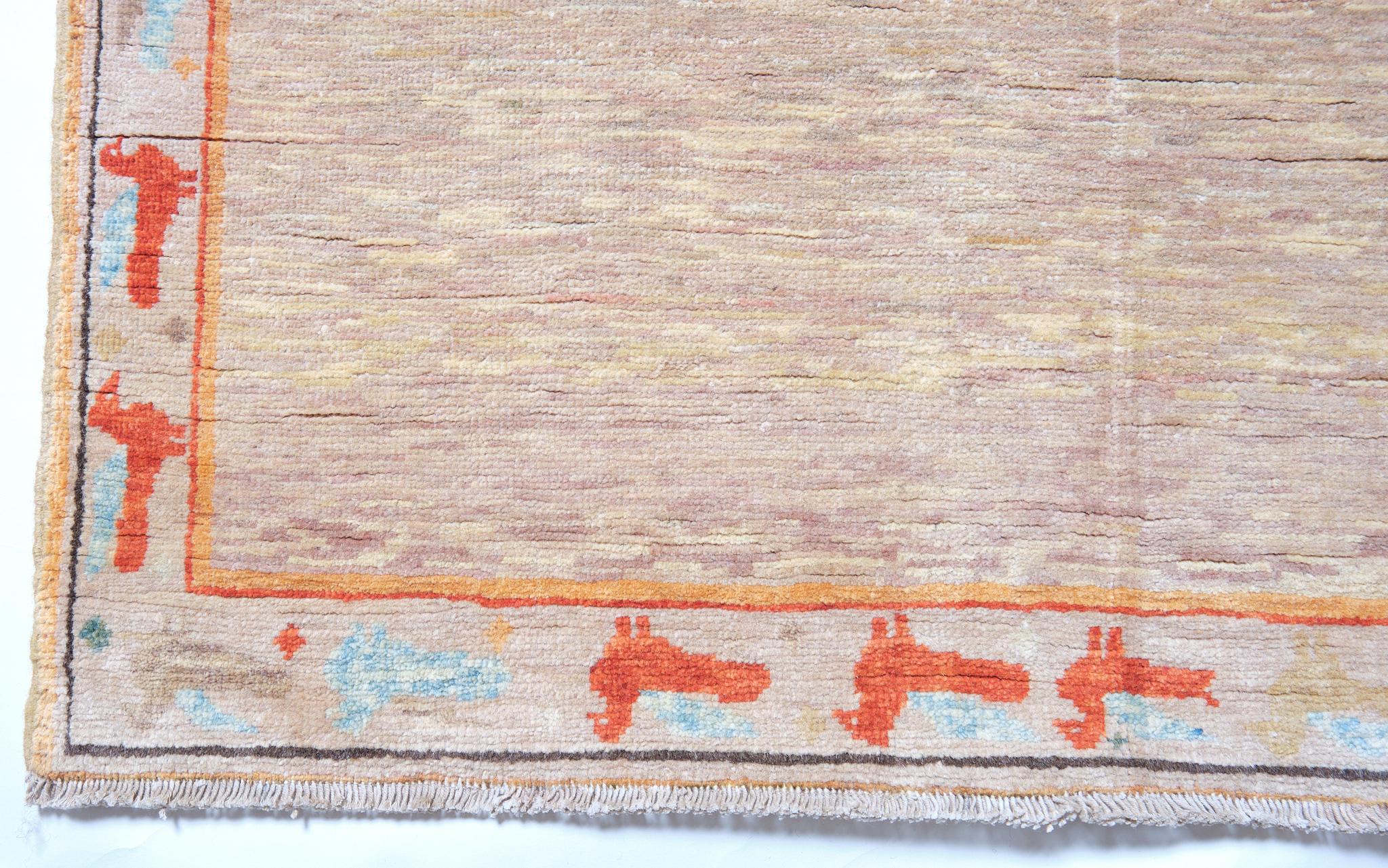 Revival Ararat Rugs the Yellow-Brown Color Rug, Modern Desert Sand Carpet Natural Dyed For Sale