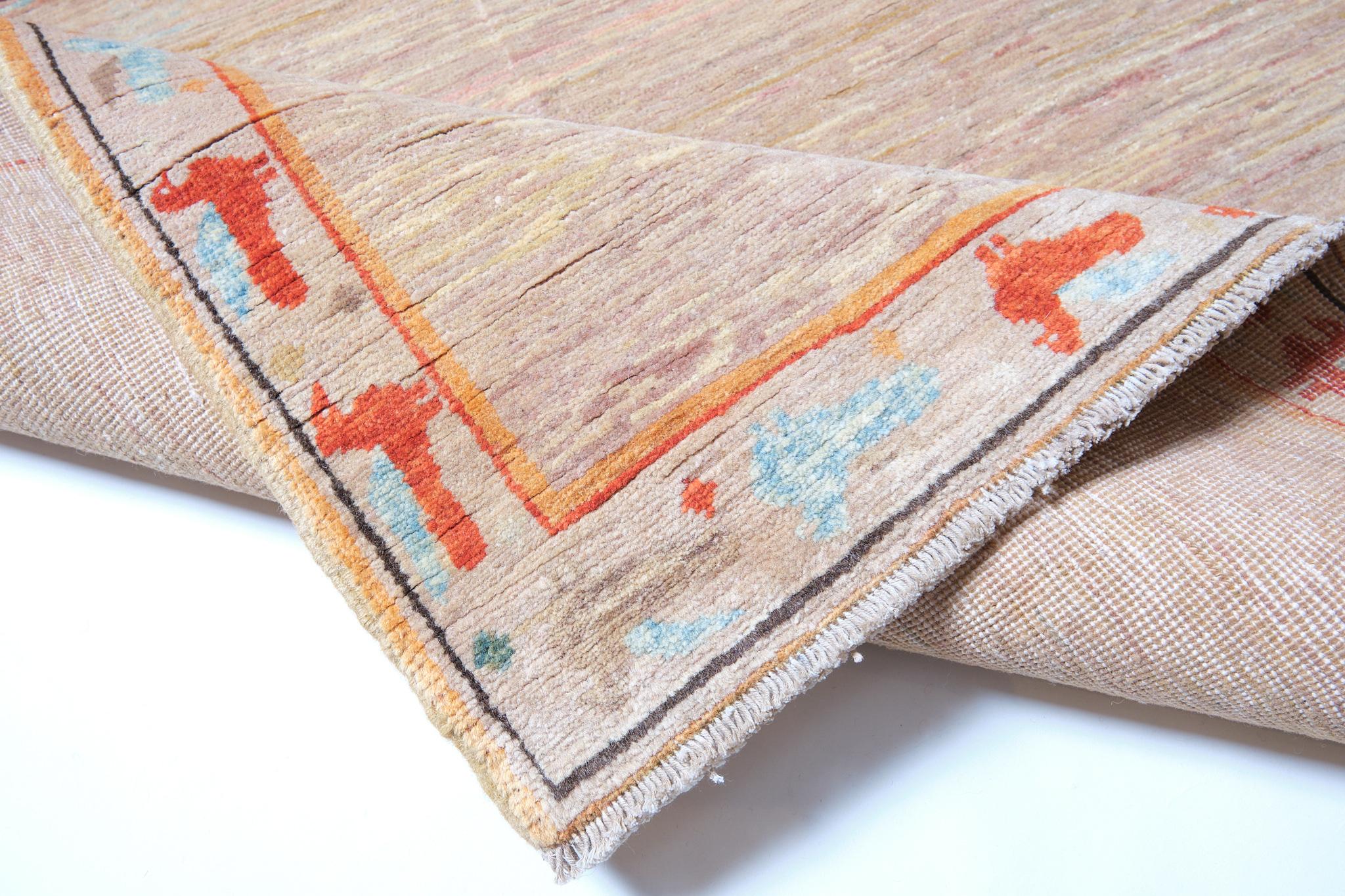 Vegetable Dyed Ararat Rugs the Yellow-Brown Color Rug, Modern Desert Sand Carpet Natural Dyed For Sale