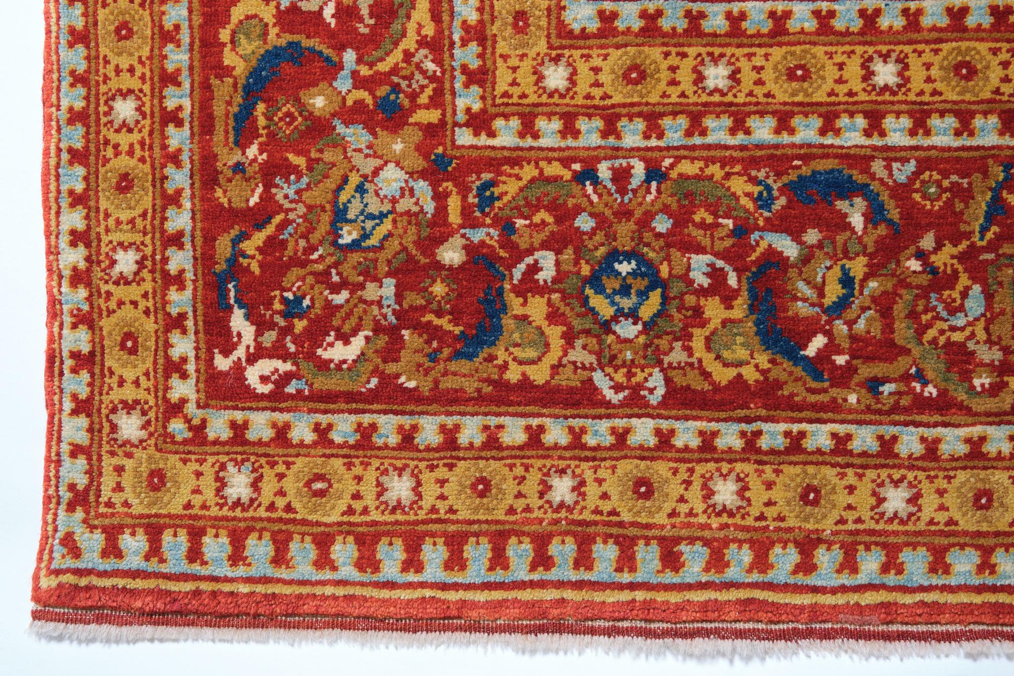 Turkish Court Manufactury Rugs were woven in the Egyptian workshops founded by Ottoman Empire in the 16th century. Those carpets were woven in Egypt, following the paper cartoons probably created in Istanbul and sent to Cairo at that time. Shortly
