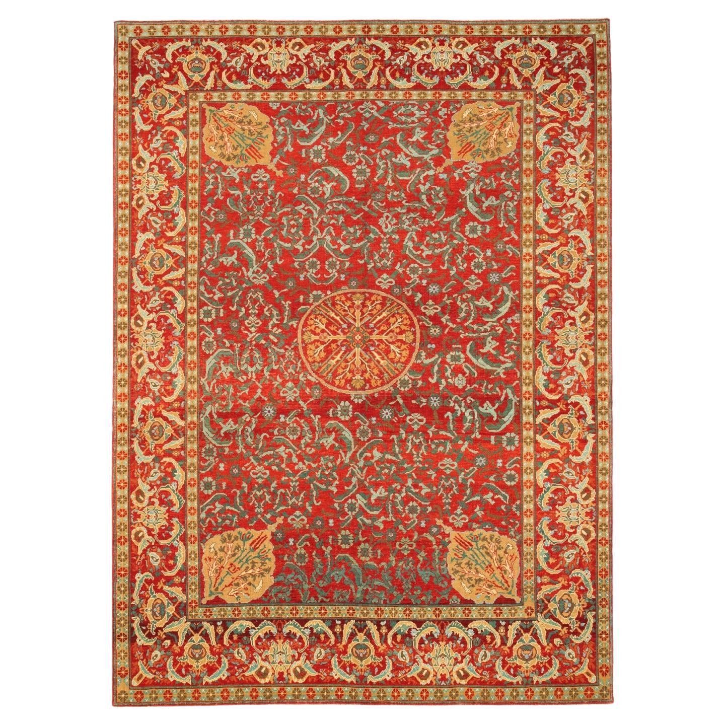 Ararat Teppich Türkischer Hofgewerbe-Teppich Ottoman Revival Teppich Naturfarben im Angebot