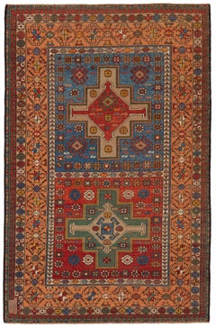 Ararat Rugs Dos Medallones Alfombra Kagizman Kazak Antiguo Renacimiento Alfombra Tinte Natural