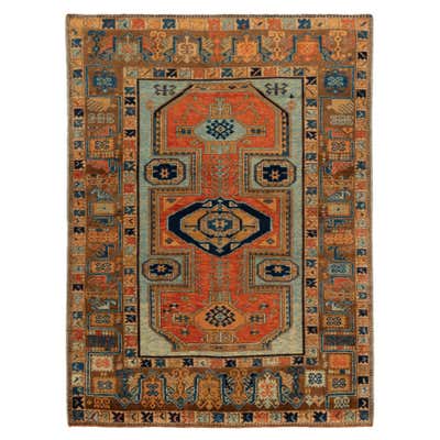 Ararat Rugs Village Theme Azeri Folk Life Rug, Turkish Carpet, Natural ...