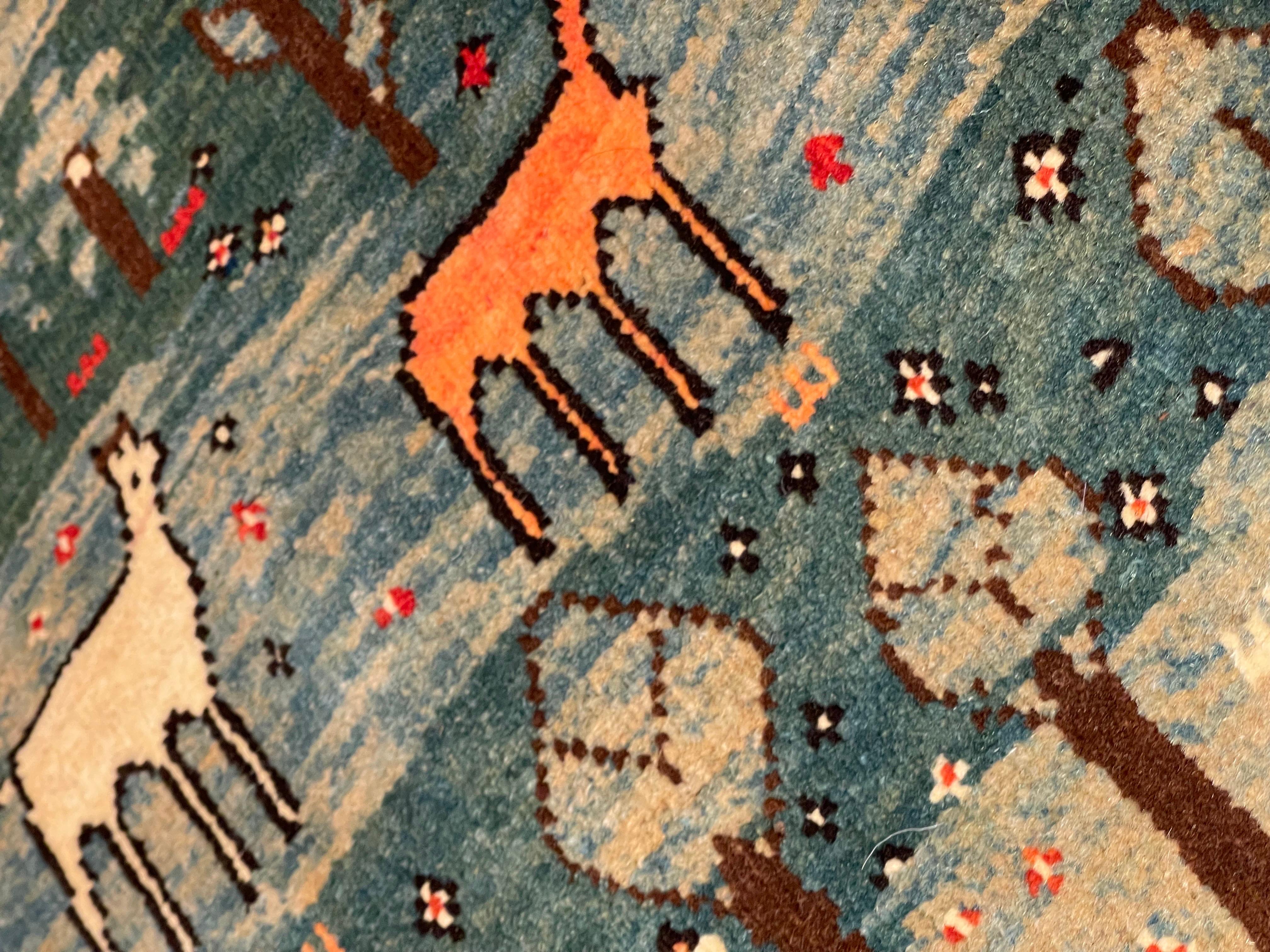 Contemporary Ararat Rugs Village Theme Azeri Folk Life Rug, Turkish Carpet, Natural Dyed For Sale