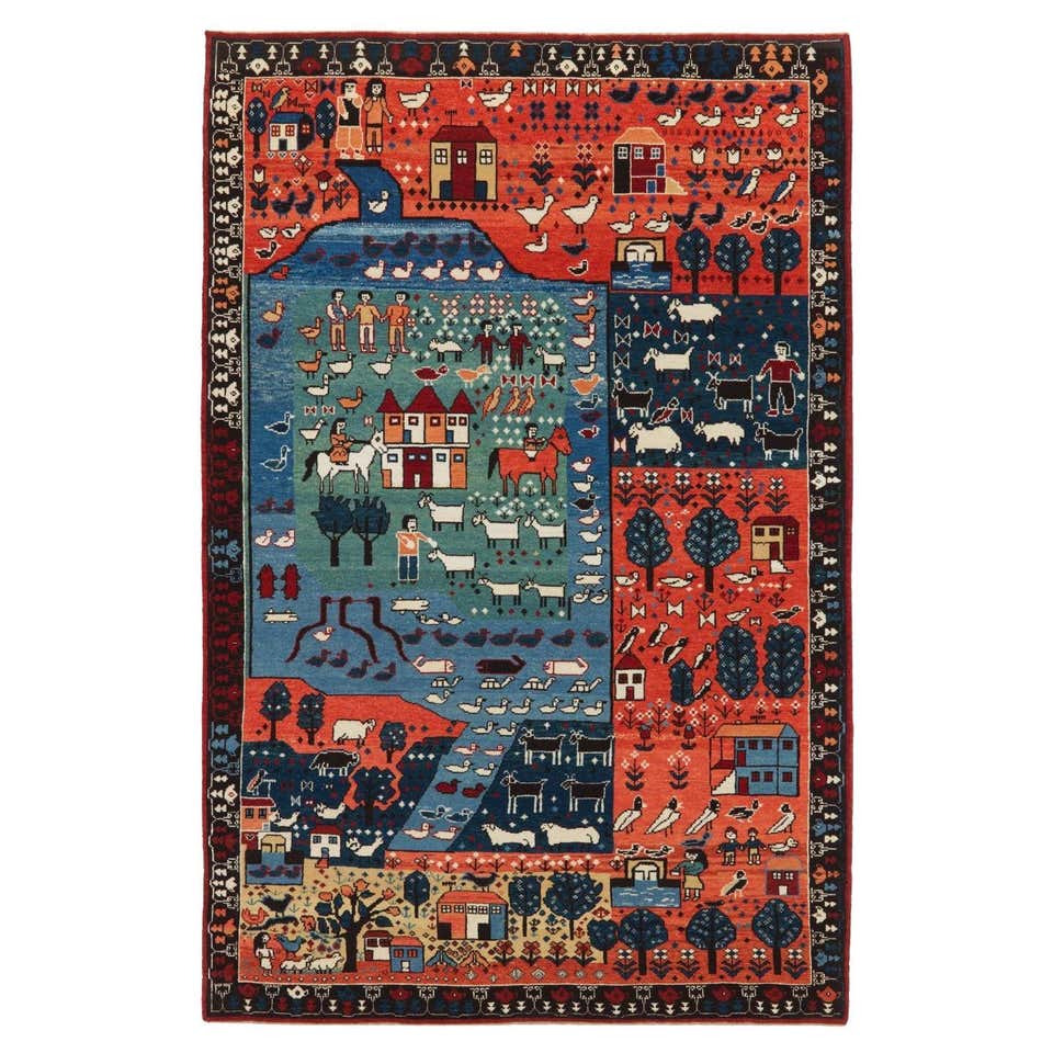 Ararat Rugs Village Theme Azeri Folk Life Rug, Turkish Carpet, Natural ...