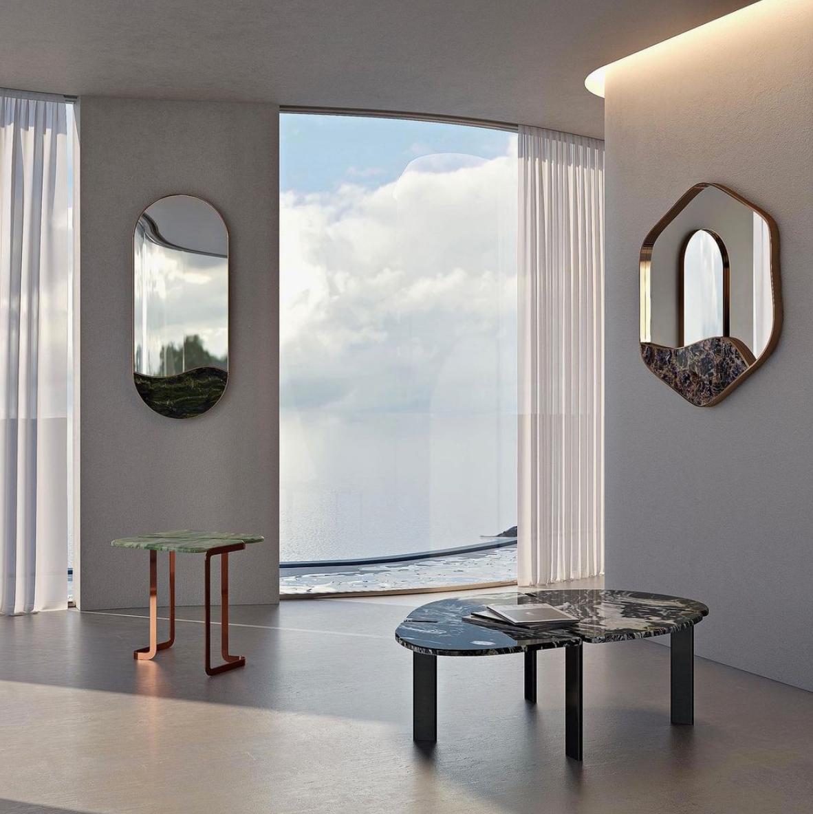 Ottone Specchio Aras Ametista di Marble Balloon in vendita