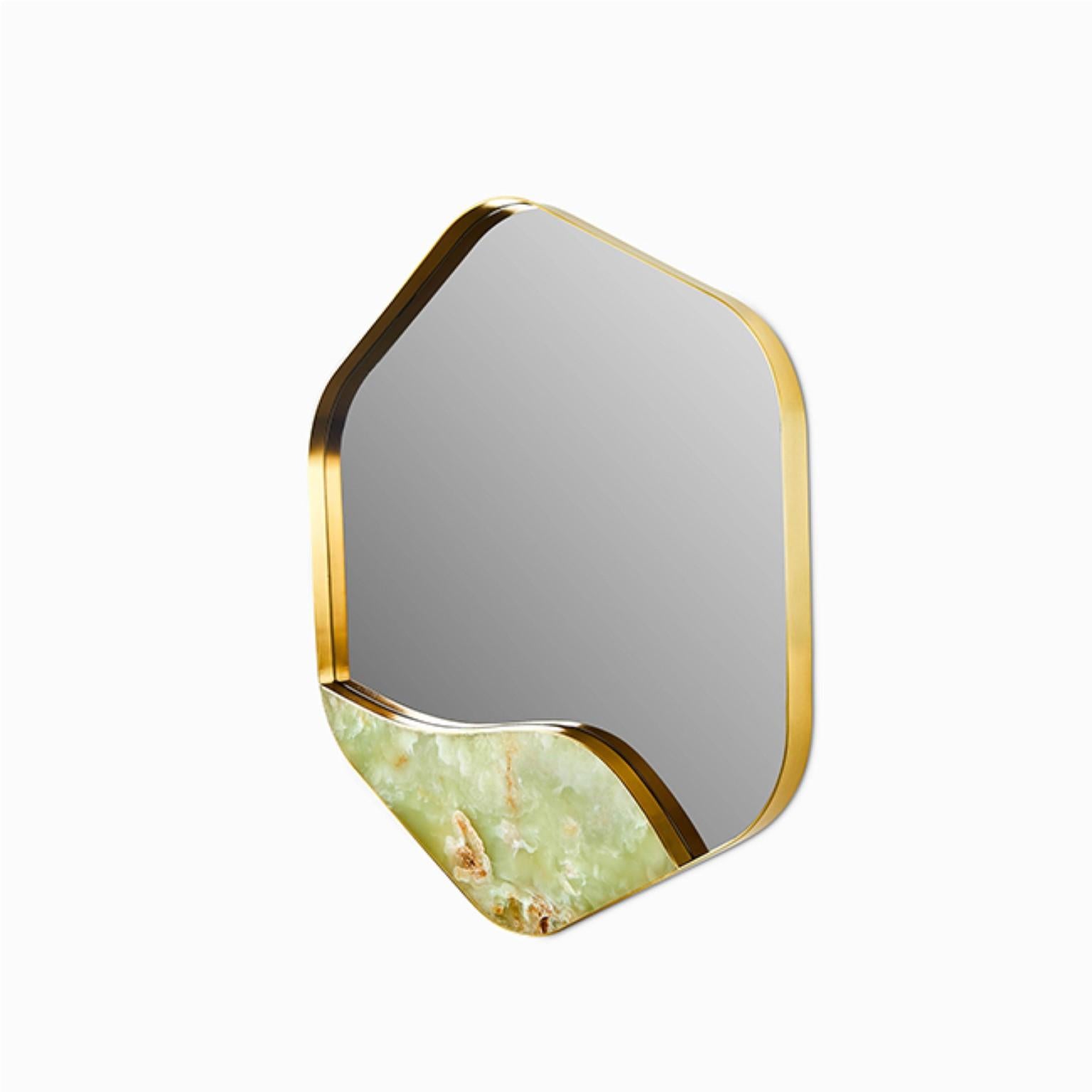 Brass Aras Mirror by Marble Balloon For Sale