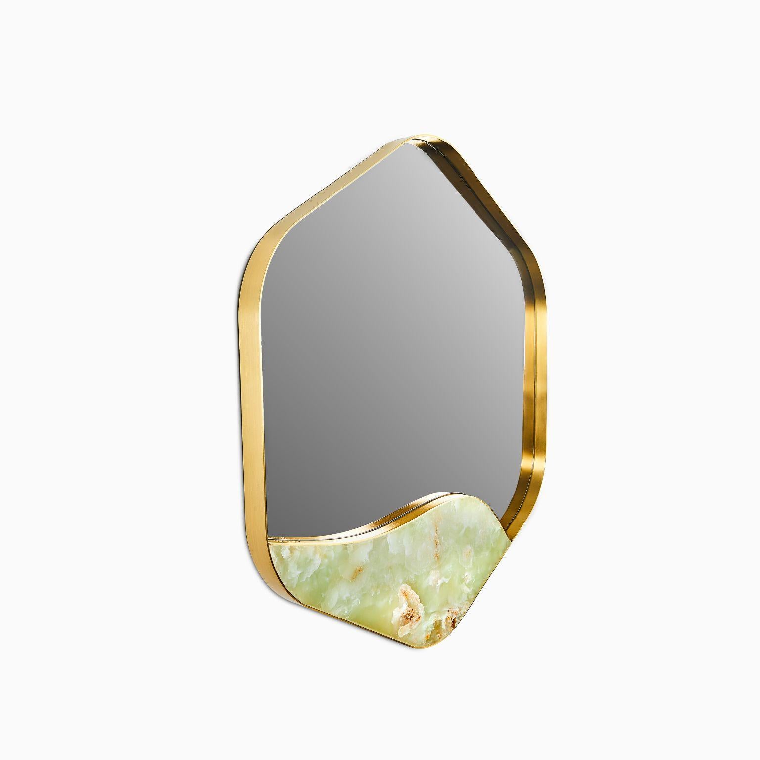 Modern Aras Mirror Green Onyx by Marble Balloon For Sale