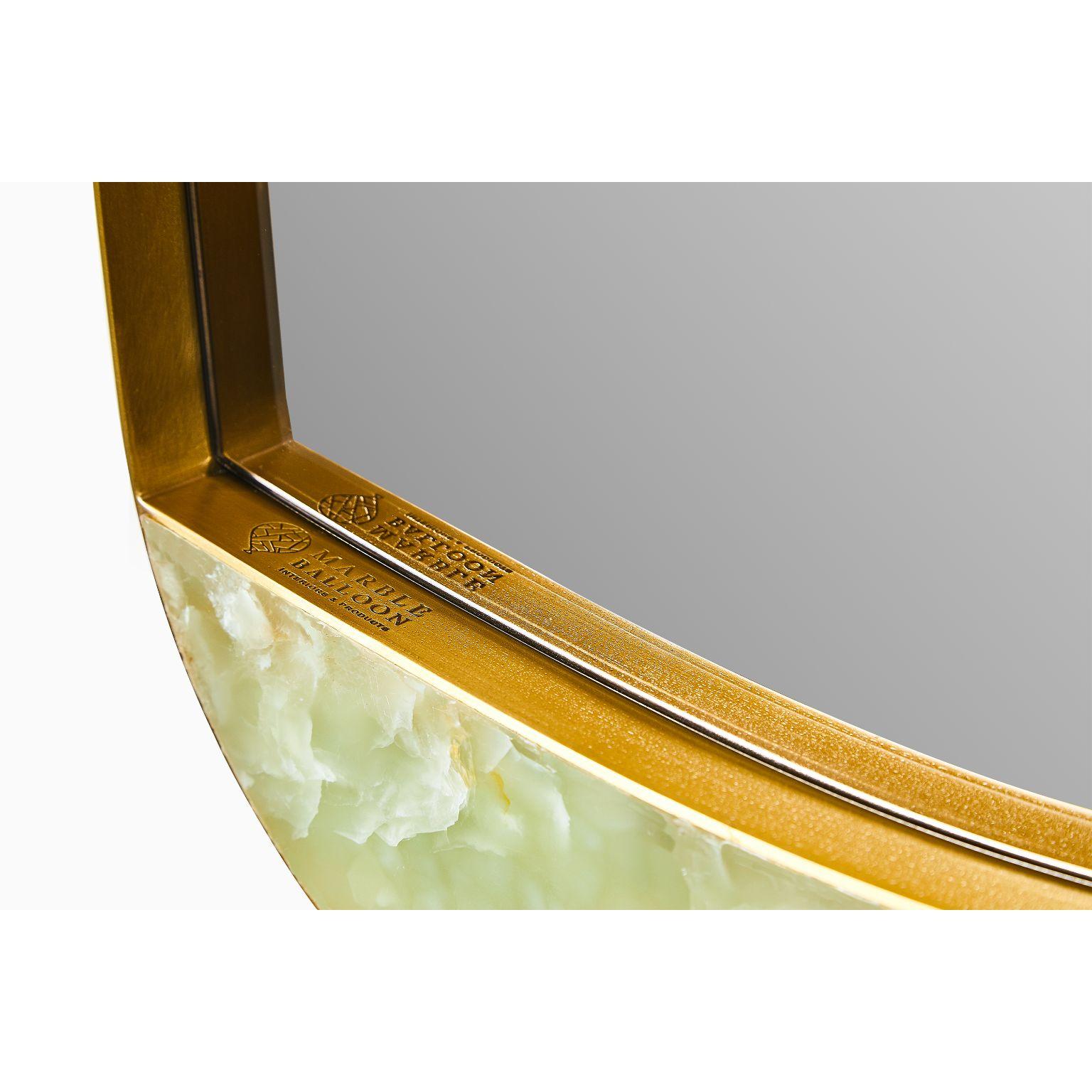 Aras Mirror Green Onyx by Marble Balloon In New Condition In Geneve, CH