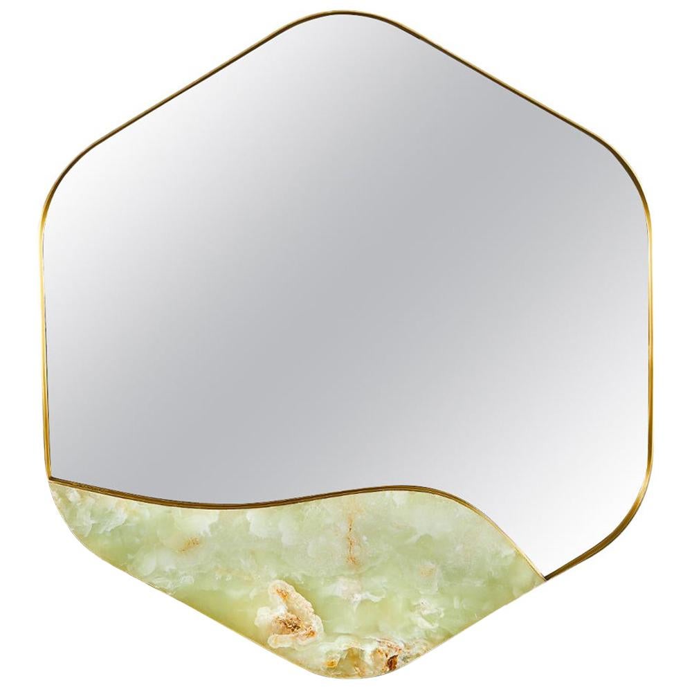 Aras Mirror Green Onyx by Marble Balloon For Sale