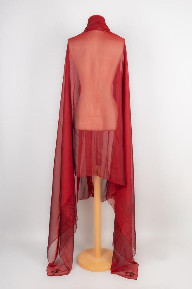 Arasa Morelli Couture Long Burgundy Silk Muslin Dress For Sale 5