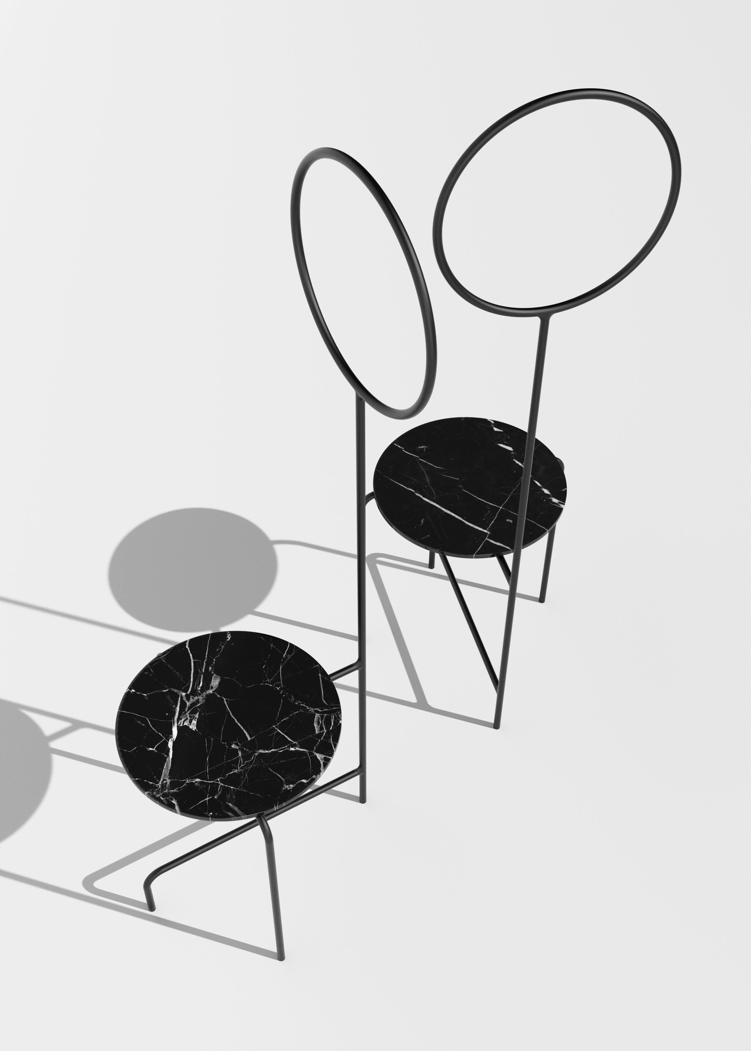Arauto, Skulpturaler Stuhl aus Marmor und Stahl von Pedro Paulo Venzon, 2015 im Angebot 2