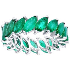 Araya 0.49 Carat Zambian Emerald Marquise Ring in 18 Karat White Gold