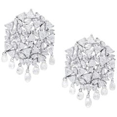 Araya 11.21 Carat Diamond Briolette, Trillion and Marquise Earrings