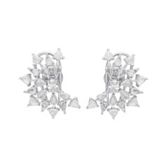 Araya 4.10 Carat Trillion, Oval and Rose Cut Pear Diamond Earrings in White Gold