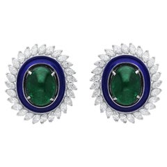 Araya 4.23 Carat Diamond Marquise and 17.95 Carat Zambian Emerald Cabachons