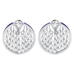 Araya 9.32 Carat Pear and Round Diamond Earrings with Blue Enamelling