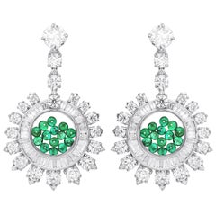 ARAYA Emerald and Diamond Earrings with Detachable 1 Carat GIA Diamond Studs