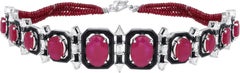 Araya Mozambique Ruby Diamond and Black Enamel Bracelet Convertible to Choker