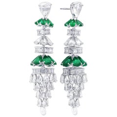 ARAYA Zambian Emerald and Rose Cut Diamond Chandelier Earrings