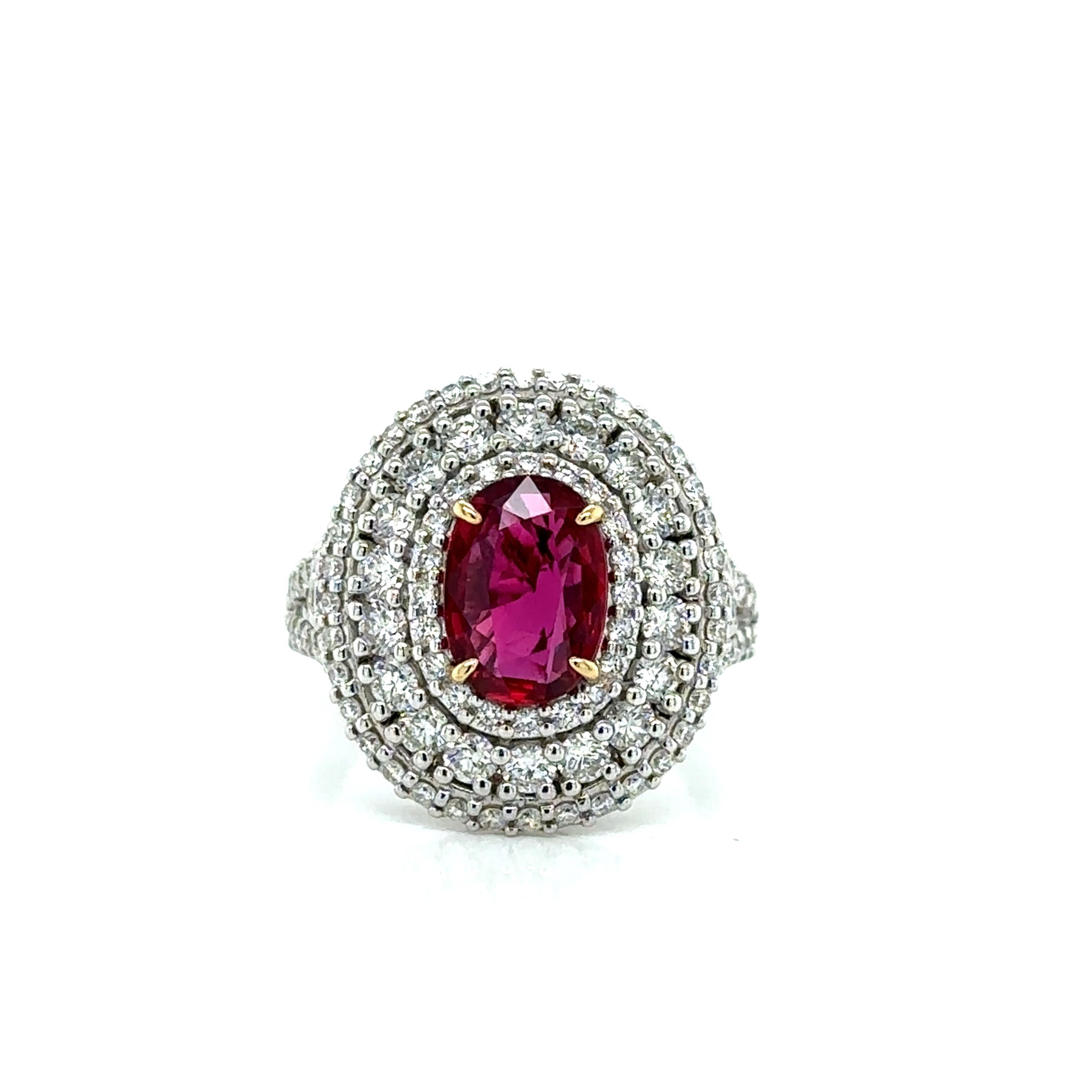 Oval Cut ARAYIAN 2.01-Carat Ruby & Diamond Ring For Sale