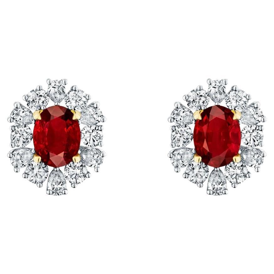 ARAYIAN 2,59 Orecchini di rubino del Mozambico non riscaldato con certificato in vendita