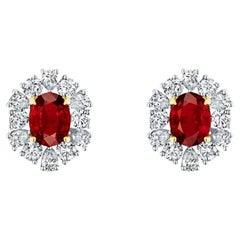 ARAYIAN 2.59 Unheated Mozambique Ruby Earrings with Certificate