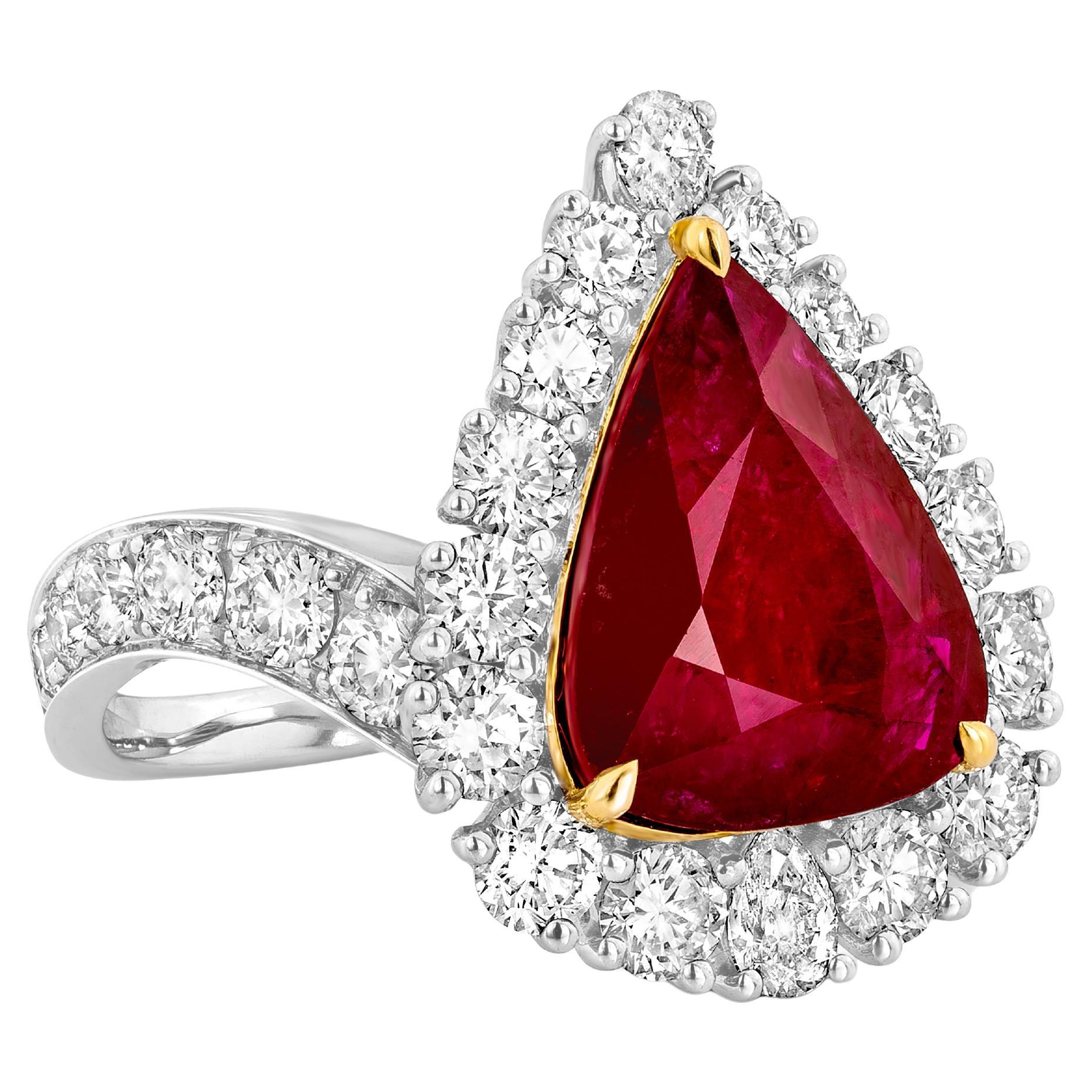 ARAYIAN 3,87 Karat Rubin und Diamant Ring mit Zertifikat im Angebot