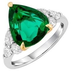 ARAYIAN 4,51 Karat sambischer Smaragd Ring in Birnenform