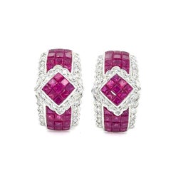 ARAYIAN 5.55 carats invisibly Set Rubies and Diamond earrings