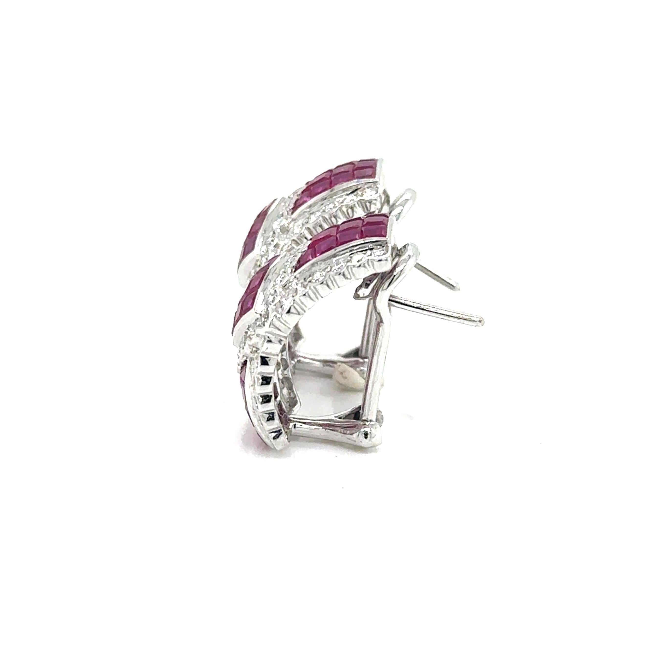 Donna Orecchini ARAYIAN 5,55 carati con rubini e diamanti incastonati in modo invisibile in vendita