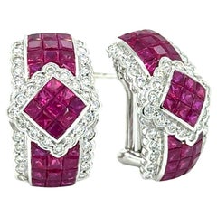 ARAYIAN 5.55 carats invisibly Set Rubies and Diamond earrings