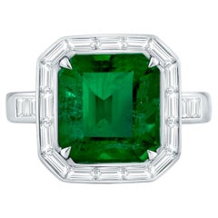 ARAYIAN 5.62 Carat Octagon-Cut Zambian Emerald Ring in 18K White Gold