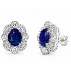 ARAYIAN Ohrringe mit Ceylon-Blauem Saphir und Diamanten aus 18-karätigem Weißgold
