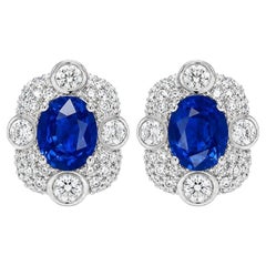 ARAYIAN Ceylon Blue Sapphire and Diamond Earrings in 18K White Gold