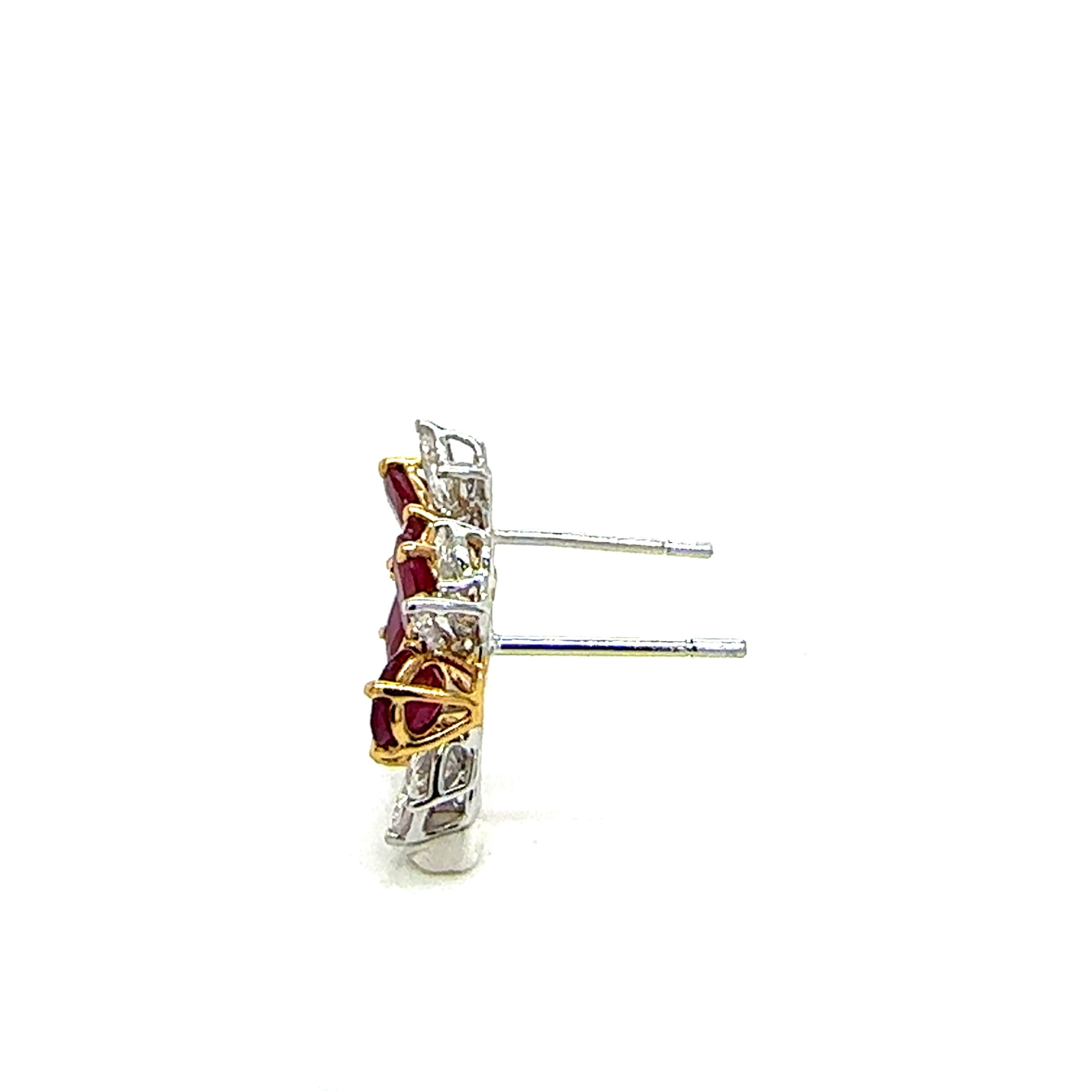 ARAYIAN Boucles d'oreilles rubis de Birmanie et diamants en grappe Unisexe en vente