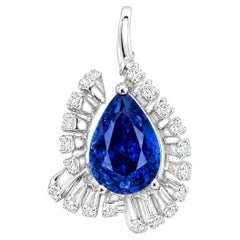 ARAYIAN Pear-Shaped Sapphire & Diamond Pendant in 18K White Gold