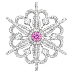 ARAYIAN Pink Sapphire and Diamond Cocktail Ring in 18 Karat White Gold