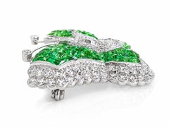 ARAYIAN Tsavorite, White Sapphire and Diamond Butterfly Brooch in 18k white gold
