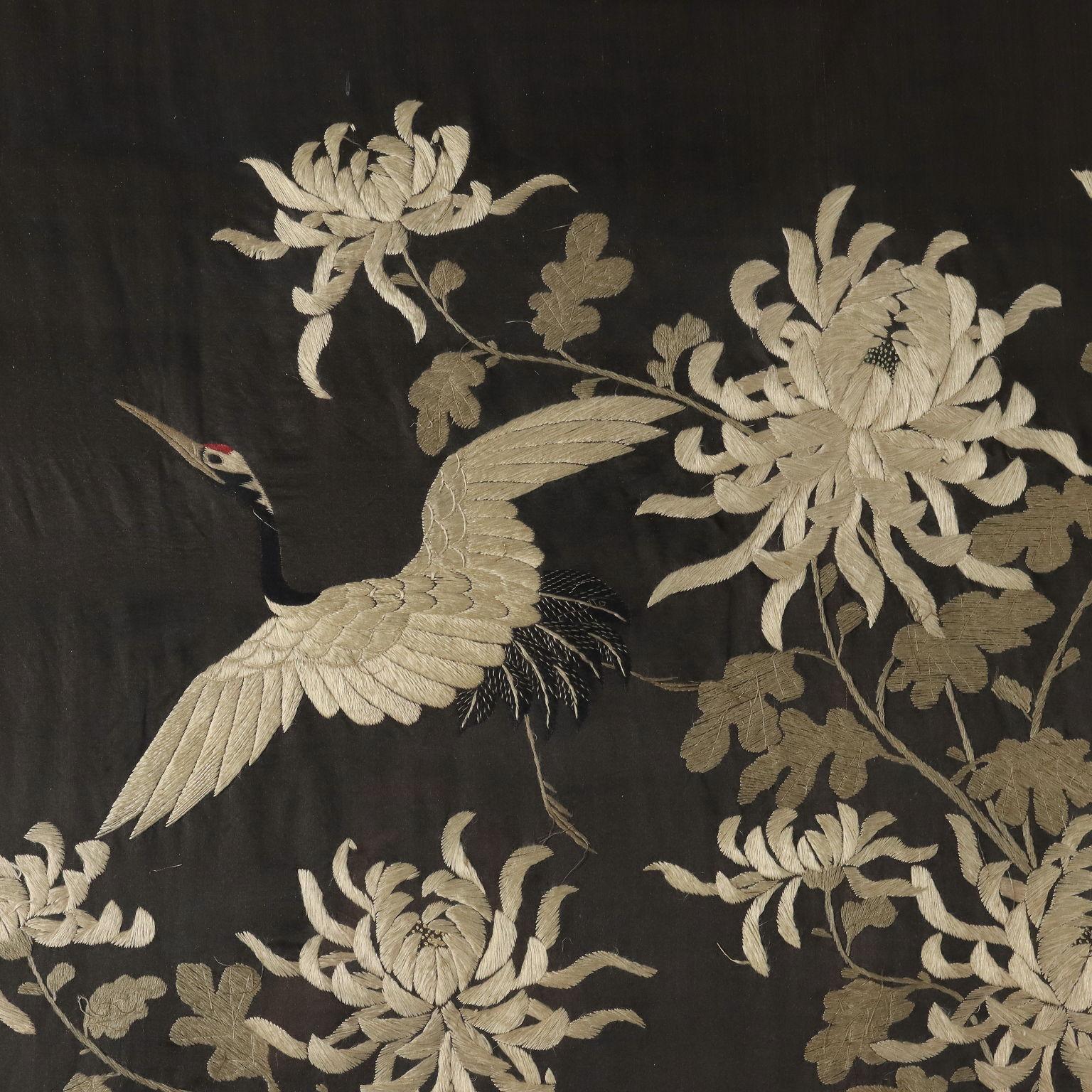 Japanese Tapestry on Silk 19th century In Good Condition For Sale In Milano, IT