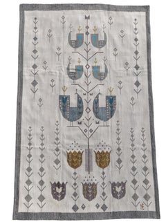 Hand-woven wool tapestry by Eva Nemeth, 1970s with monogram