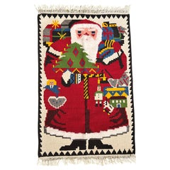 Arazzo kilim con Santa klaus per decorazione natalizia