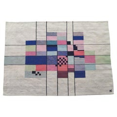 Handmade 1970s monogrammed tapestry-kilim of Éva Németh