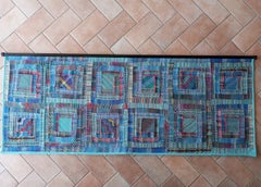 Light blue Missoni tapestry for hanging, Italy 1980s