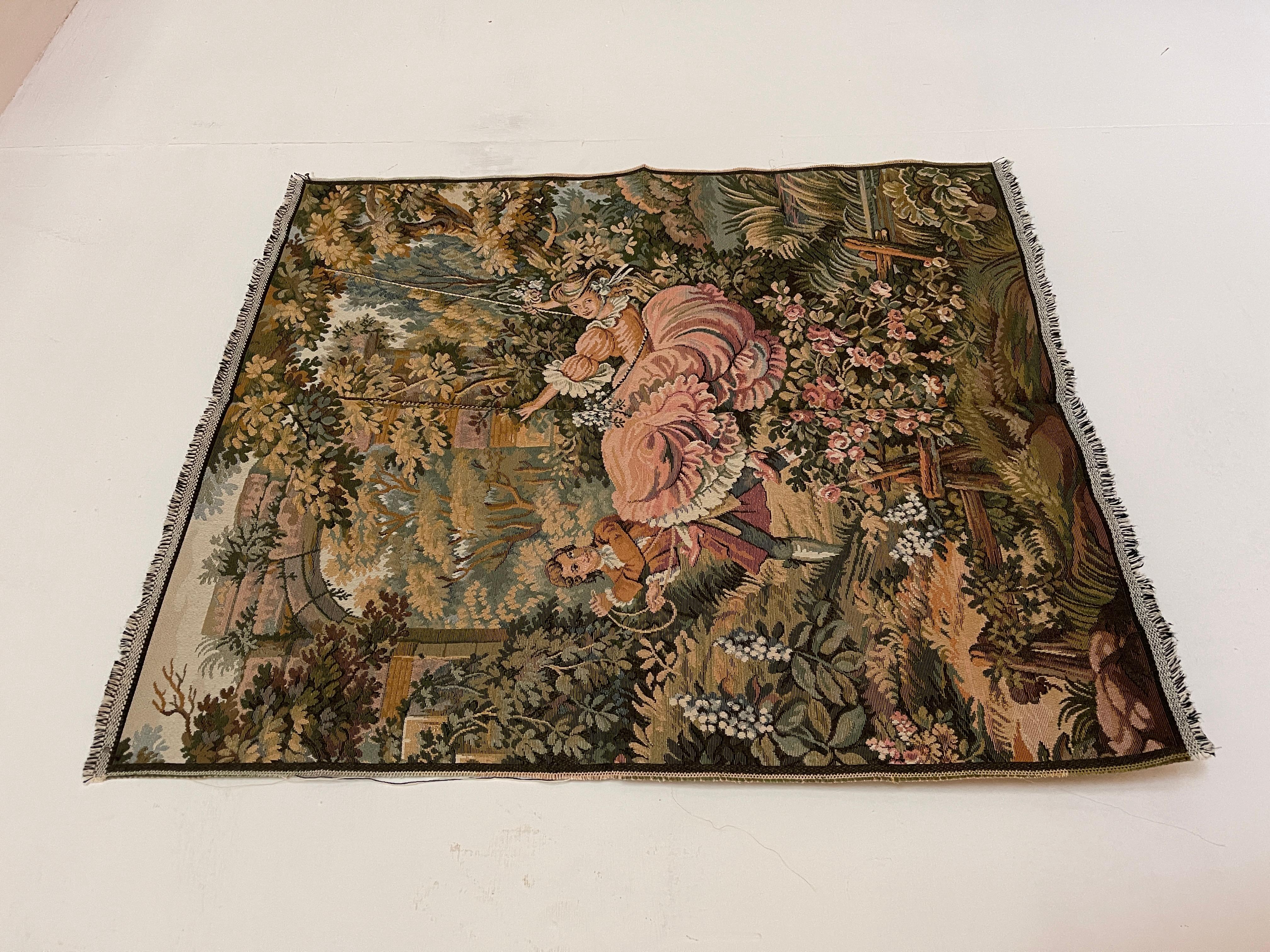 Arazzo quadrato francese raffigurante una coppia vintage degli anni '90 Otro en venta
